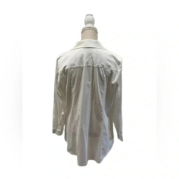 Soft Surroundings White Cotton Side Pockets Button Down Long Sleeve Shirt Size L - Picture 2 of 12